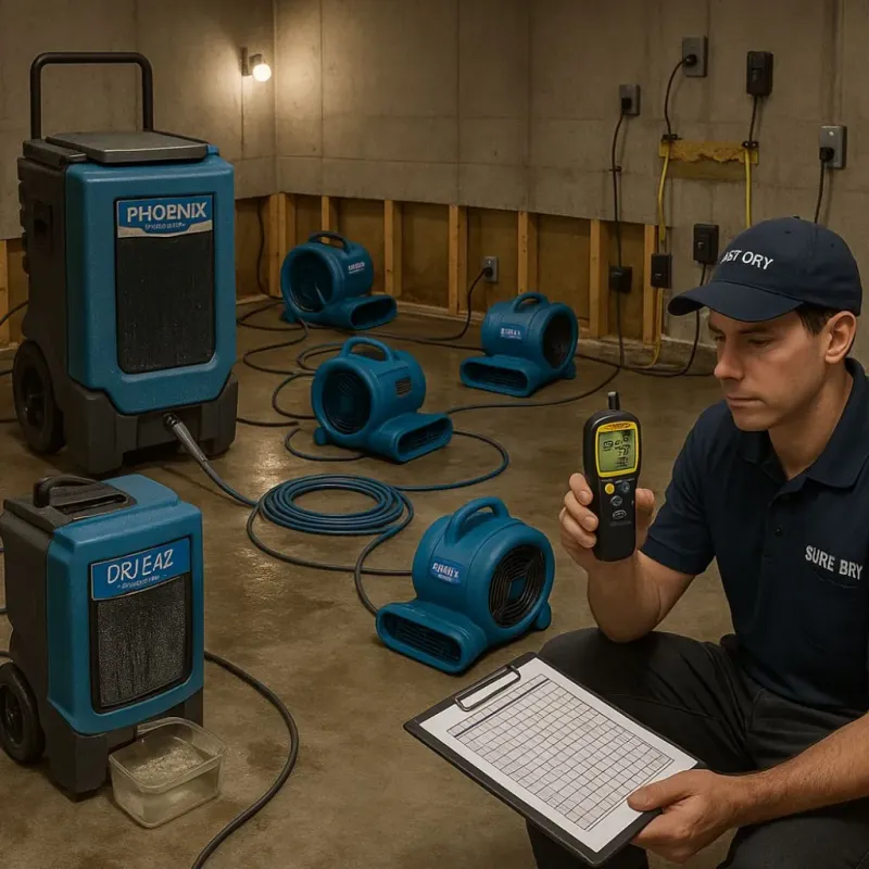 Structural Drying and Dehumidification process in Huntsville, MO